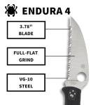 Spyderco Endura Flat Lightweight Folding Knife - Black FRN Handle with SpyderEdge, Full-Flat Grind, VG-10 Steel Wharncliffe Blade - C10FSWCBK