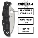 Spyderco Endura Flat Lightweight Folding Knife - Black FRN Handle with SpyderEdge, Full-Flat Grind, VG-10 Steel Wharncliffe Blade - C10FSWCBK