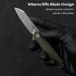 OLITANS G067 Folding Knife 2.75" D2 Wharncliffe Blade White G10 Handle, Camping Pocket Knife With Deep Carry Clip Outdoor EDC