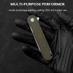 OLITANS G067 Folding Knife 2.75" D2 Wharncliffe Blade White G10 Handle, Camping Pocket Knife With Deep Carry Clip Outdoor EDC