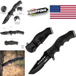 Tactical Folding Pocket Knife Black Oxide Blade for Camping and Hiking