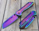 8 INCH MTECH RAINBOW FINISH SPRING ASSISTED KNIFE WITH POCKET CLIP 