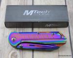 8 INCH MTECH RAINBOW FINISH SPRING ASSISTED KNIFE WITH POCKET CLIP 