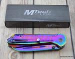 8 INCH MTECH RAINBOW FINISH SPRING ASSISTED KNIFE WITH POCKET CLIP 