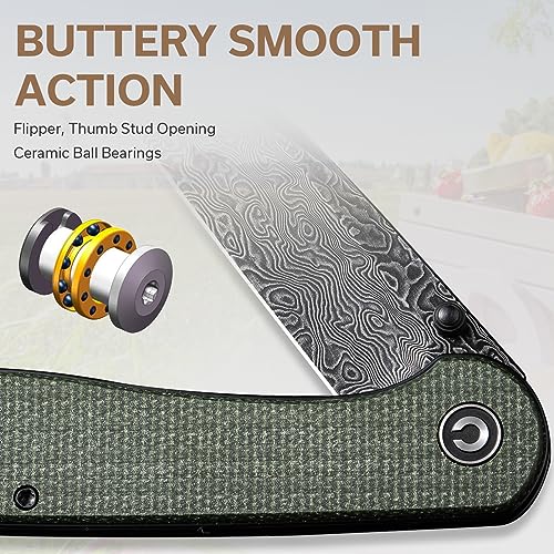 CIVIVI Elementum Wharncliffe Damascus Pocket Knife Micarta Handle