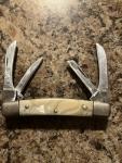 VINTAGE OWL HEAD 4 BLADE CONGRESS KNIFE SOLINGEN GERMANY - PEARL HANDLE