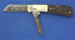 Vintage Hickory & Shouse Brand, Battle & Axe 2 blade Barlow Pocketknife, NOS