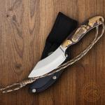 Rough Ryder Hunter Fixed Knife 3.25" Full Tang Stainless Steel Blade Wood Handle