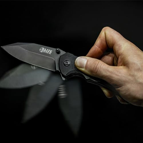 Elite Tactical Parallax Black Wharncliffe Knife - D2 Steel