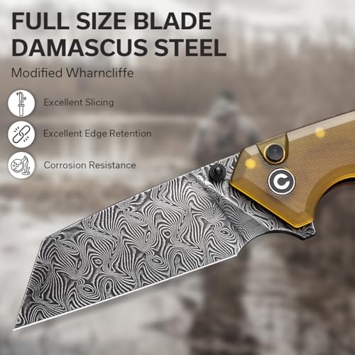 CIVIVI Amirite Damascus Wharncliffe Folding Pocket Knife