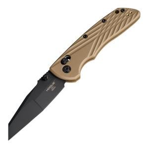 Hogue Deka ABLE Lock Folding Knife 3.25" CPM-MagnaCut Black Cerakote Modified Wharncliffe Blade, Flat Dark Earth Polymer Handles, AXIS/Crossbar Lock - 24367