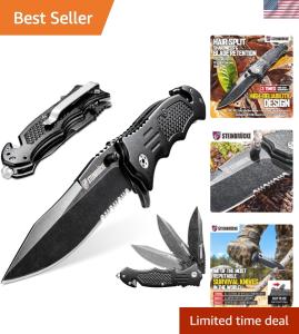 Durable 3.4'' Tactical Folding Knife with Glass Breaker - Ultimate Outdoor Tool