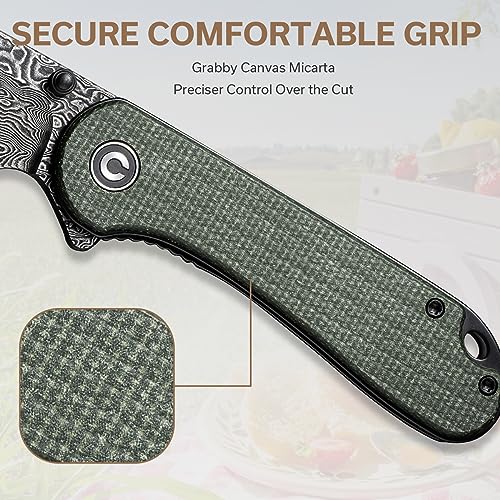 CIVIVI Elementum Wharncliffe Damascus Pocket Knife Micarta Handle
