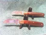 Lot of 2 Vintage Sodbuster Style Pakistan Work Knives w/Hardwood Handles, 3-1/2"