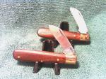 Lot of 2 Vintage Sodbuster Style Pakistan Work Knives w/Hardwood Handles, 3-1/2"