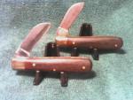 Lot of 2 Vintage Sodbuster Style Pakistan Work Knives w/Hardwood Handles, 3-1/2"