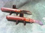 Lot of 2 Vintage Sodbuster Style Pakistan Work Knives w/Hardwood Handles, 3-1/2"