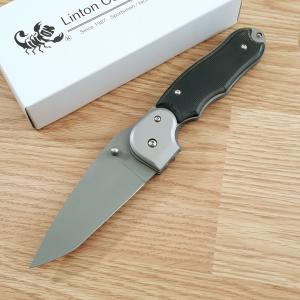 Linton Cutlery Large Tactical Folding Knife 4.5" Stainless Blade Micarta Handle