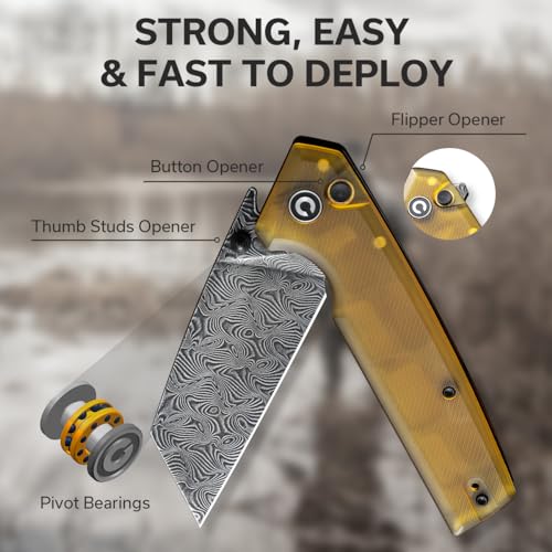 CIVIVI Amirite Damascus Wharncliffe Folding Pocket Knife
