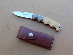 Vintage Al Mar 1006 Buzzard Knife with Nice Yellow Micarta