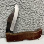 Vintage MAXAM STEEL LB 440  Folding Lockback Knife Wood Handle With Sheath