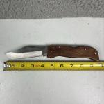 Vintage MAXAM STEEL LB 440  Folding Lockback Knife Wood Handle With Sheath