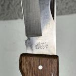Vintage MAXAM STEEL LB 440  Folding Lockback Knife Wood Handle With Sheath