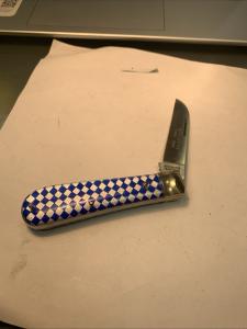 Vintage Winchester Trademark Blue Checkered Swayback Wharncliffe Knife NICE
