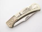 Vtg Explorer G Sakai Seki Japan Wolf Scrimshaw 3.1 Folding Lockback Pocket Knife