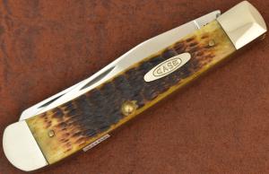 VINTAGE CASE XX USA 2 DOT 1998 BROWN JIGGED BONE TRAPPER KNIFE 6254 SS (30168)