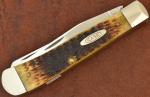 VINTAGE CASE XX USA 2 DOT 1998 BROWN JIGGED BONE TRAPPER KNIFE 6254 SS (30168)