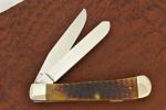 VINTAGE CASE XX USA 2 DOT 1998 BROWN JIGGED BONE TRAPPER KNIFE 6254 SS (30168)
