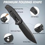 Tactical Folding Knife 4.5 Inch G10 Handle Strong D2 Steel Blade for Survival