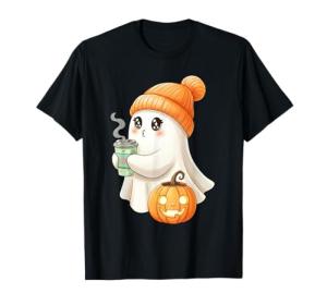 Cute Halloween Ghost Coffee Lover T-Shirt