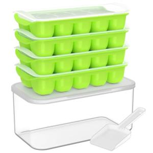 Silicone Ice Cube Tray Set with Lid, 4 Pack