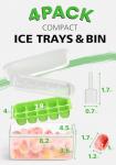 Silicone Ice Cube Tray Set with Lid, 4 Pack