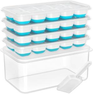 DOQAUS Silicone Ice Cube Trays with Lid - 4 Pack