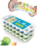 Silicone Ice Cube Trays - 3 Pack with Lids