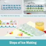 Silicone Ice Cube Trays - 3 Pack with Lids