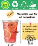 25 Pack Clear Plastic Cups with Sip Lids