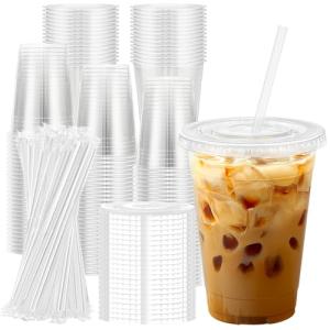 Lamosi 100 Pack Clear Disposable Coffee Cups