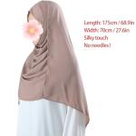 Silk-Like Coffee Muslim Hijab with Bead Chain