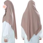 Silk-Like Coffee Muslim Hijab with Bead Chain