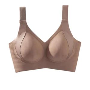 3D Lift Ribbed Push Up Wireless Bra in Coffee