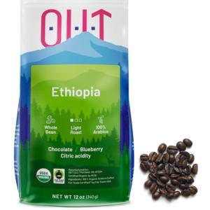 Ethiopian Light Roast Organic Whole Bean Coffee, 12 oz