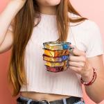 3D Painted Book Mug with Spoon for Coffee