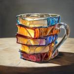 3D Painted Book Mug with Spoon for Coffee