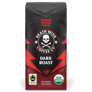 Death Wish Organic Dark Roast Ground Coffee, 16 oz