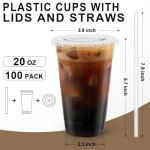 Lamosi 100 Pack Clear Iced Coffee Cups with Lids