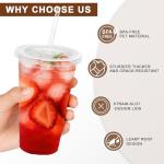 Lamosi 100 Pack Clear Iced Coffee Cups with Lids